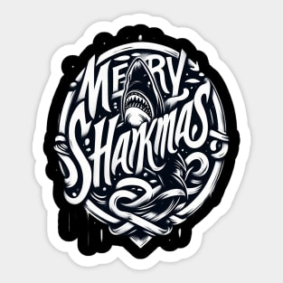 Merry Sharkmas, Santa Waving, Christmas, Santa Gift Sticker